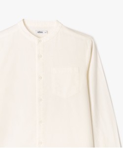 Chemise manches longues à col mao en coton lin mélangés garçon[MISSING]